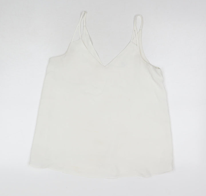 River Island Womens White Polyester Basic Tank Size 10 V-Neck
