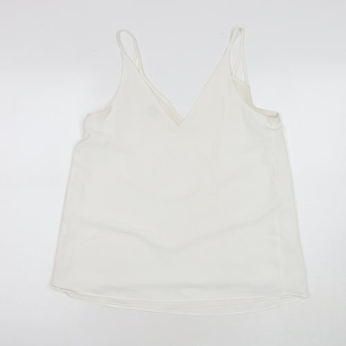 River Island Womens White Polyester Basic Tank Size 10 V-Neck