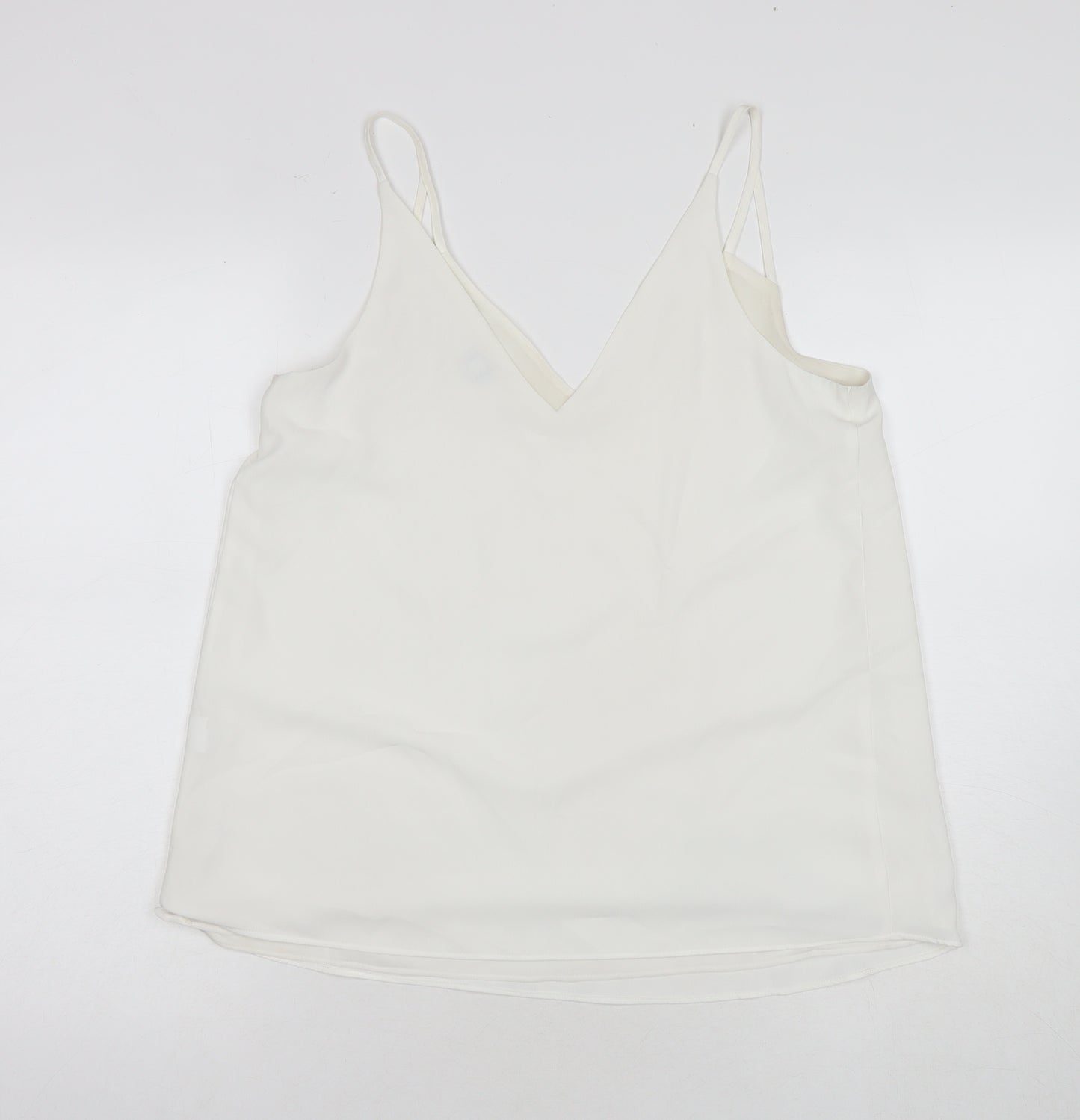 River Island Womens White Polyester Basic Tank Size 10 V-Neck