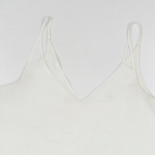River Island Womens White Polyester Basic Tank Size 10 V-Neck
