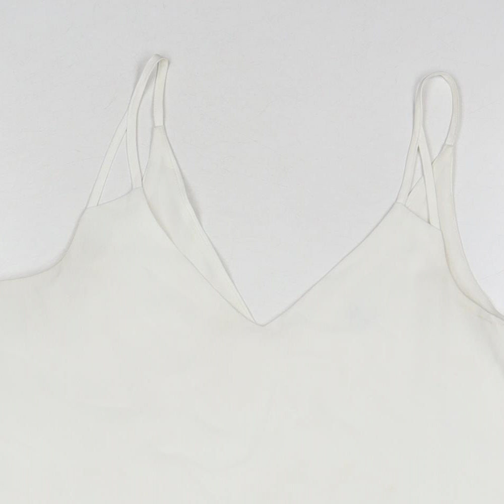 River Island Womens White Polyester Basic Tank Size 10 V-Neck