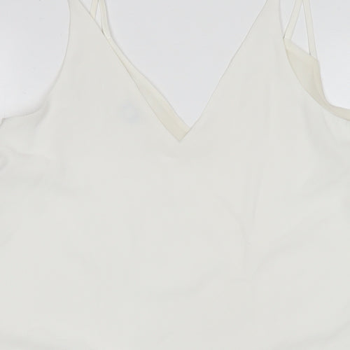 River Island Womens White Polyester Basic Tank Size 10 V-Neck