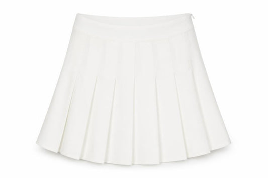 Front view of Fashion women’s white polyester skort skirt, size S, zip