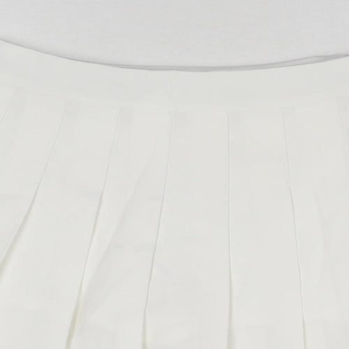 Fashion Womens White Polyester Skort Skirt Size S Zip
