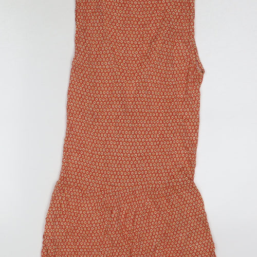 Warehouse Womens Red Geometric Viscose Tank Dress Size 8 V-Neck Pullover