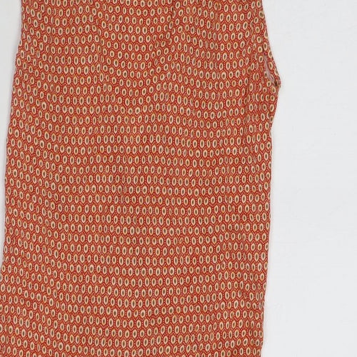 Warehouse Womens Red Geometric Viscose Tank Dress Size 8 V-Neck Pullover