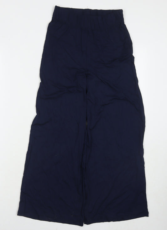 Marks and Spencer Womens Blue Viscose Trousers Size 6 L25 in Regular