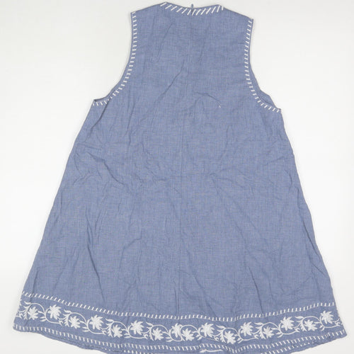 Zara Womens Blue Viscose A-Line Size XS Round Neck Pullover