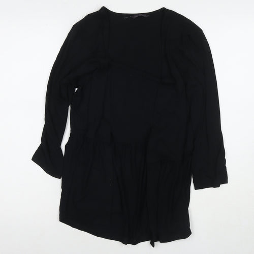 Marks and Spencer Womens Black Viscose Kimono T-Shirt Size 14 V-Neck