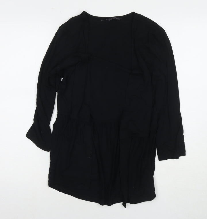 Marks and Spencer Womens Black Viscose Kimono T-Shirt Size 14 V-Neck