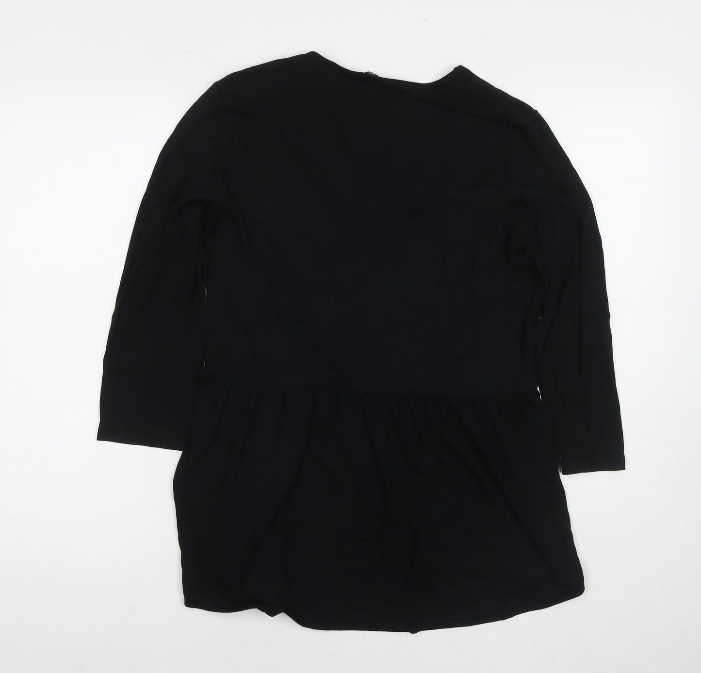 Marks and Spencer Womens Black Viscose Kimono T-Shirt Size 14 V-Neck