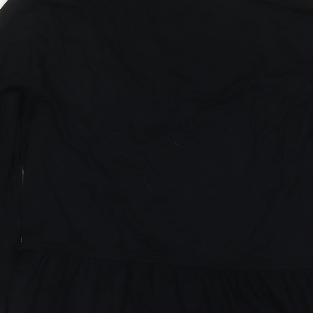 Marks and Spencer Womens Black Viscose Kimono T-Shirt Size 14 V-Neck