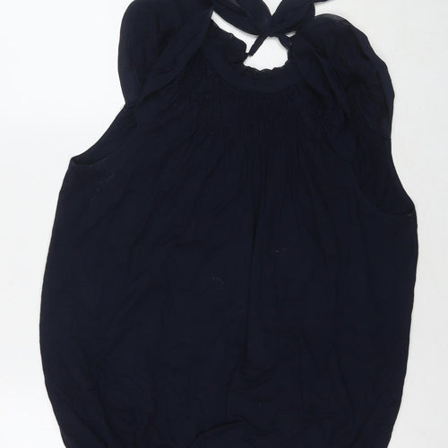Topshop Womens Blue Viscose Tunic Tank Size 10 Round Neck