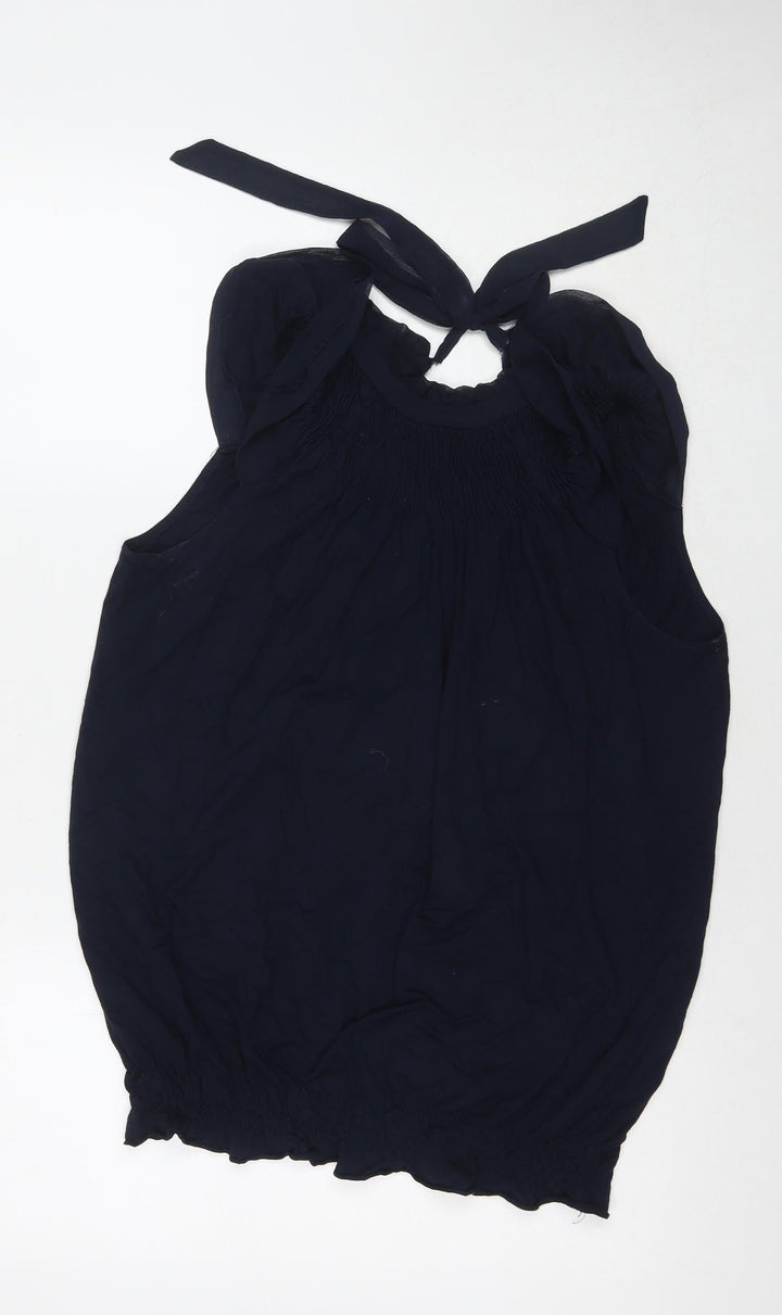 Topshop Womens Blue Viscose Tunic Tank Size 10 Round Neck