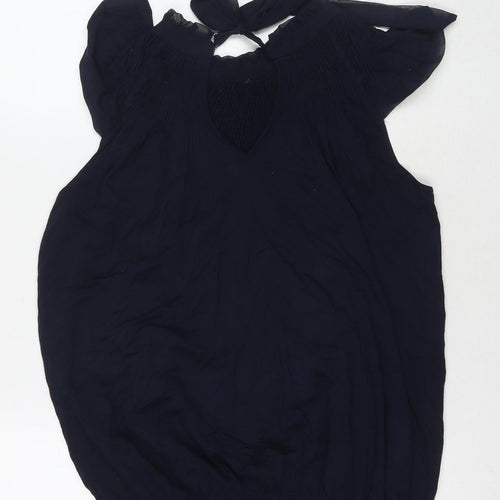 Topshop Womens Blue Viscose Tunic Tank Size 10 Round Neck
