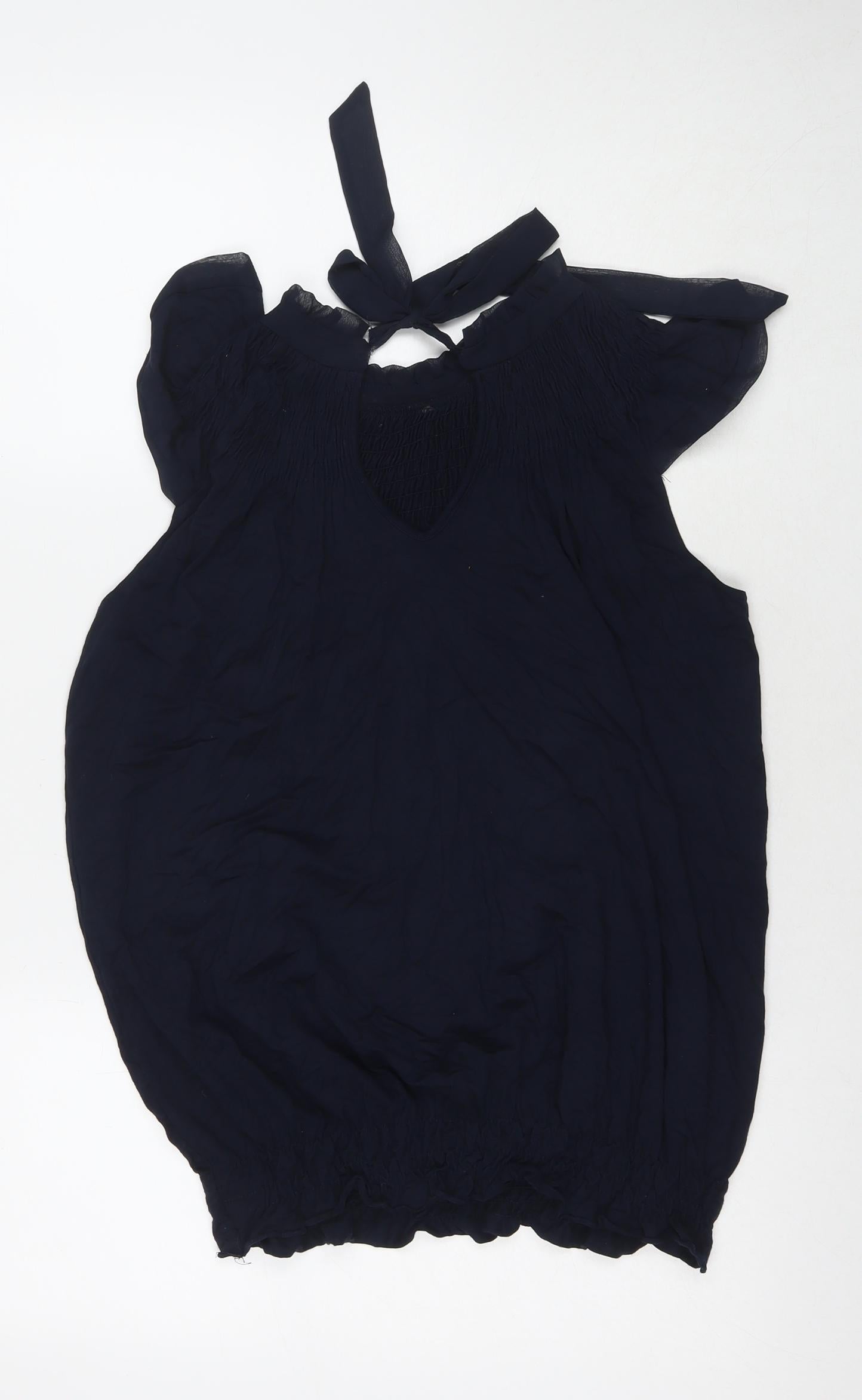 Topshop Womens Blue Viscose Tunic Tank Size 10 Round Neck