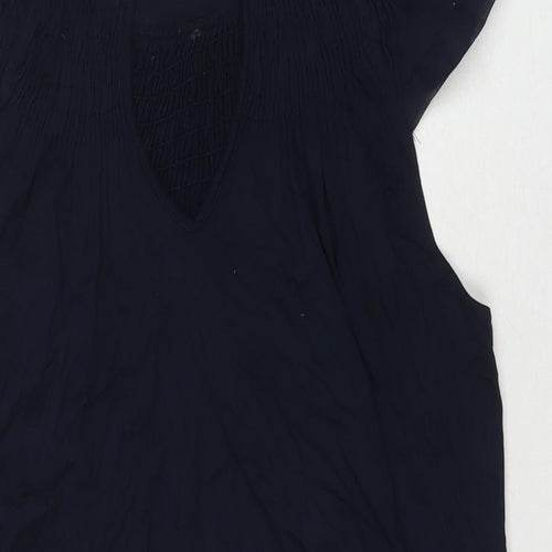 Topshop Womens Blue Viscose Tunic Tank Size 10 Round Neck