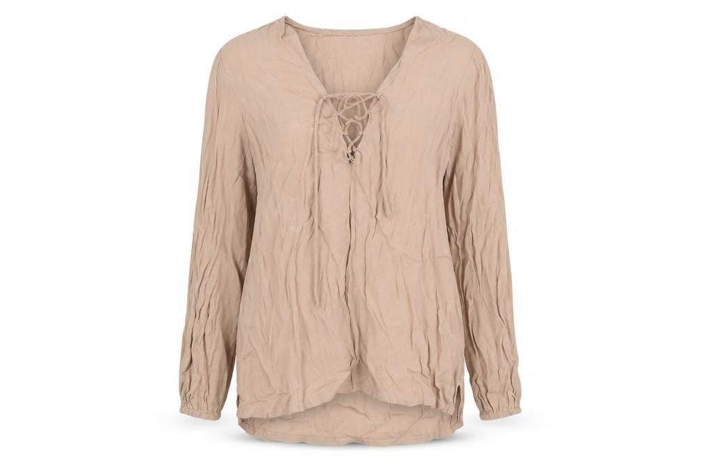 Forever 21 Womens Beige Viscose Basic Button-Up Size S Boat Neck