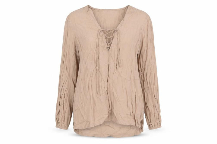 Forever 21 Womens Beige Viscose Basic Button-Up Size S Boat Neck