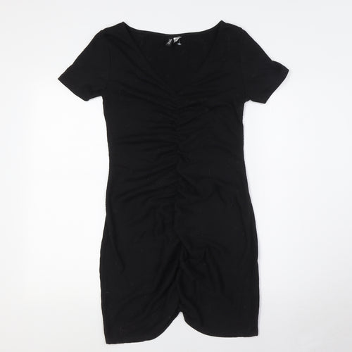 Divided by H&M Womens Black Polyester A-Line Size M V-Neck