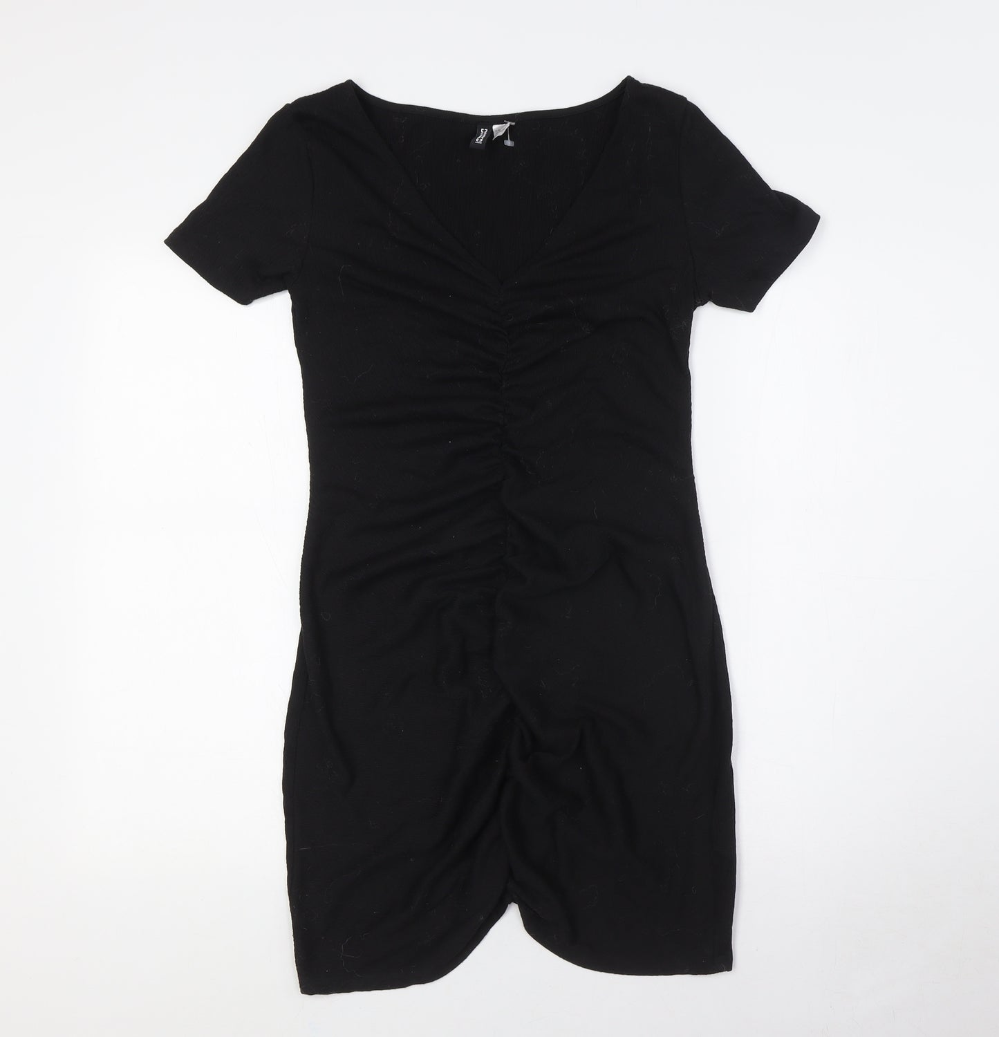 Divided by H&M Womens Black Polyester A-Line Size M V-Neck