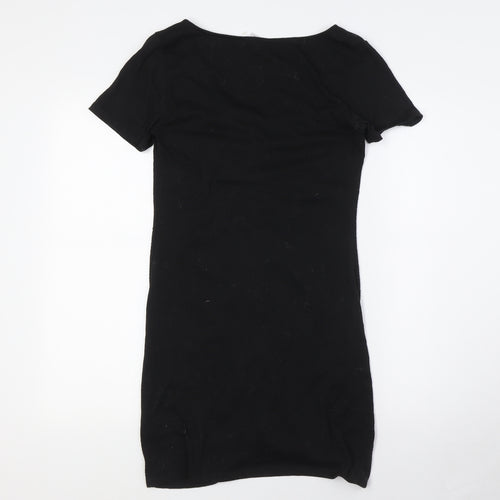 Divided by H&M Womens Black Polyester A-Line Size M V-Neck