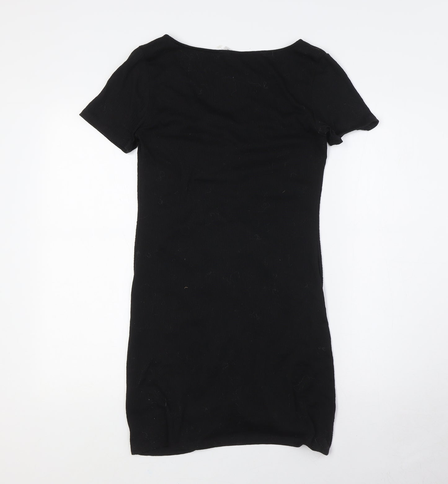 Divided by H&M Womens Black Polyester A-Line Size M V-Neck