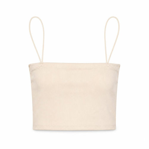 Pull&Bear Womens Ivory Polyester Cropped Button-Up Size S Square Neck - Ribbed
