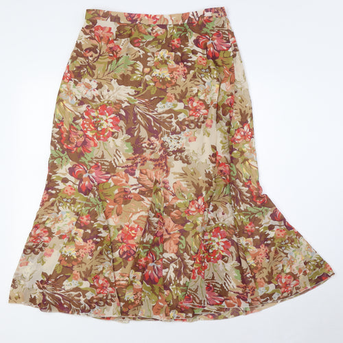 Coldwater Creek Womens Multicoloured Floral Polyester A-Line Skirt Size S Zip