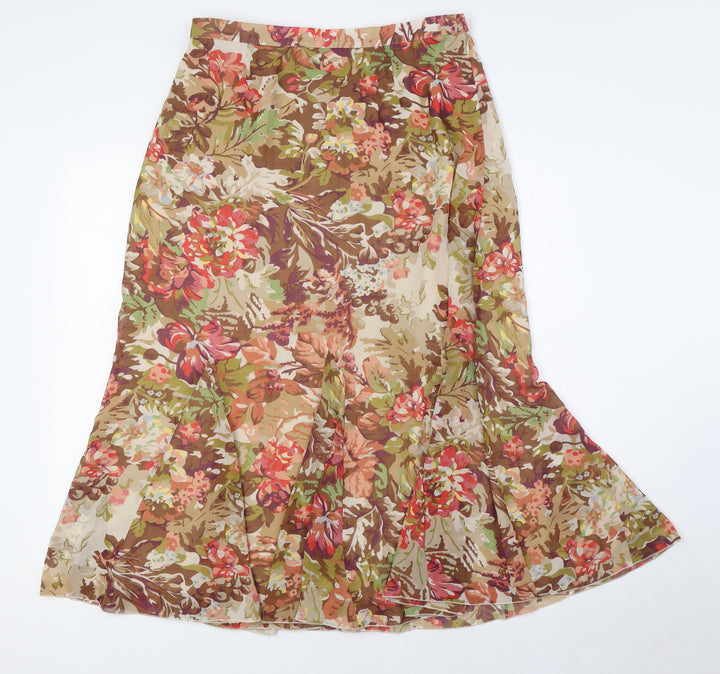 Coldwater Creek Womens Multicoloured Floral Polyester A-Line Skirt Size S Zip