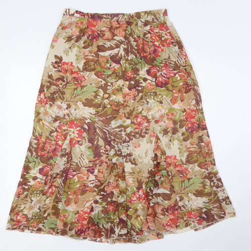 Coldwater Creek Womens Multicoloured Floral Polyester A-Line Skirt Size S Zip