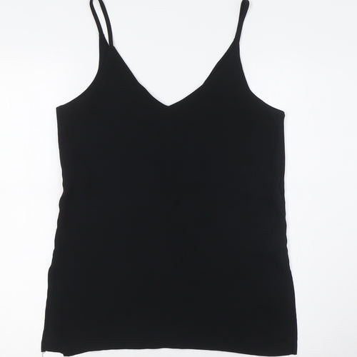 H&M Womens Black Polyester Camisole Button-Up Size 6 V-Neck