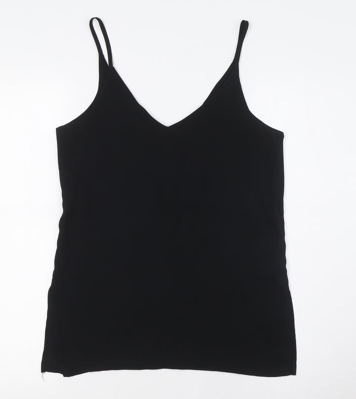 H&M Womens Black Polyester Camisole Button-Up Size 6 V-Neck