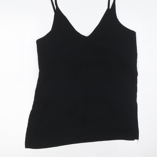 H&M Womens Black Polyester Camisole Button-Up Size 6 V-Neck