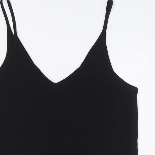 H&M Womens Black Polyester Camisole Button-Up Size 6 V-Neck