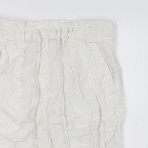 Marks and Spencerw Womens White Flax A-Line Skirt Size 8 - Elasticated Waist