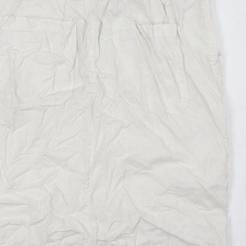 Marks and Spencerw Womens White Flax A-Line Skirt Size 8 - Elasticated Waist