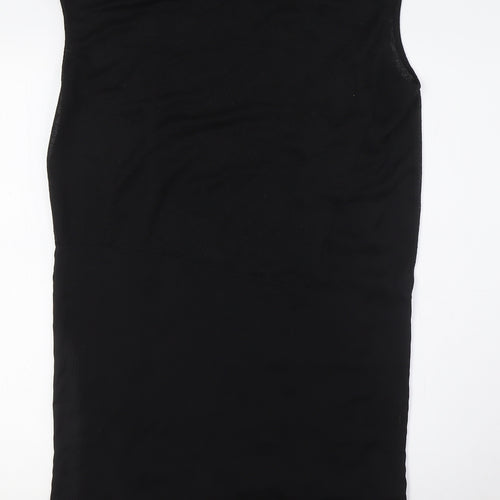 Mango Womens Black Polyester A-Line Size S Round Neck