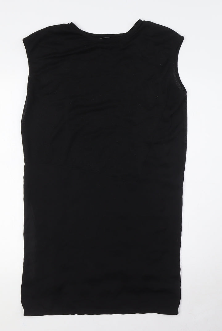 Mango Womens Black Polyester A-Line Size S Round Neck