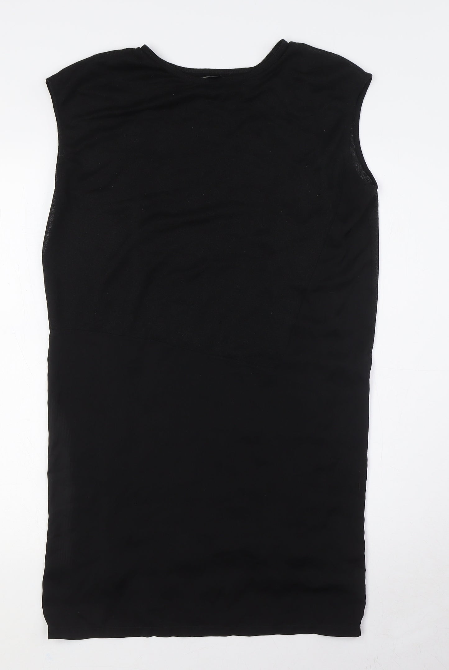 Mango Womens Black Polyester A-Line Size S Round Neck