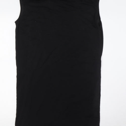 Mango Womens Black Polyester A-Line Size S Round Neck