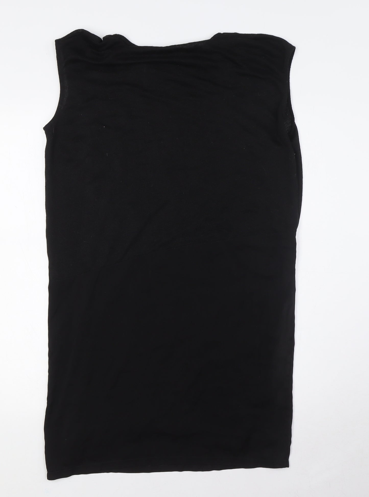 Mango Womens Black Polyester A-Line Size S Round Neck