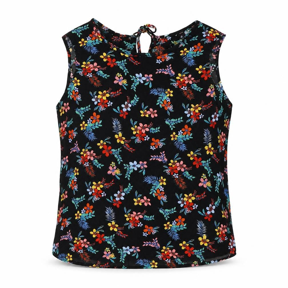 Front view of Red Herring women’s multicoloured floral viscose basic button-up, size UK 10, boat neck