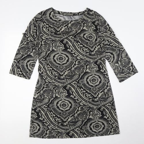 QED London Womens Black Cotton A-Line Size L Round Neck