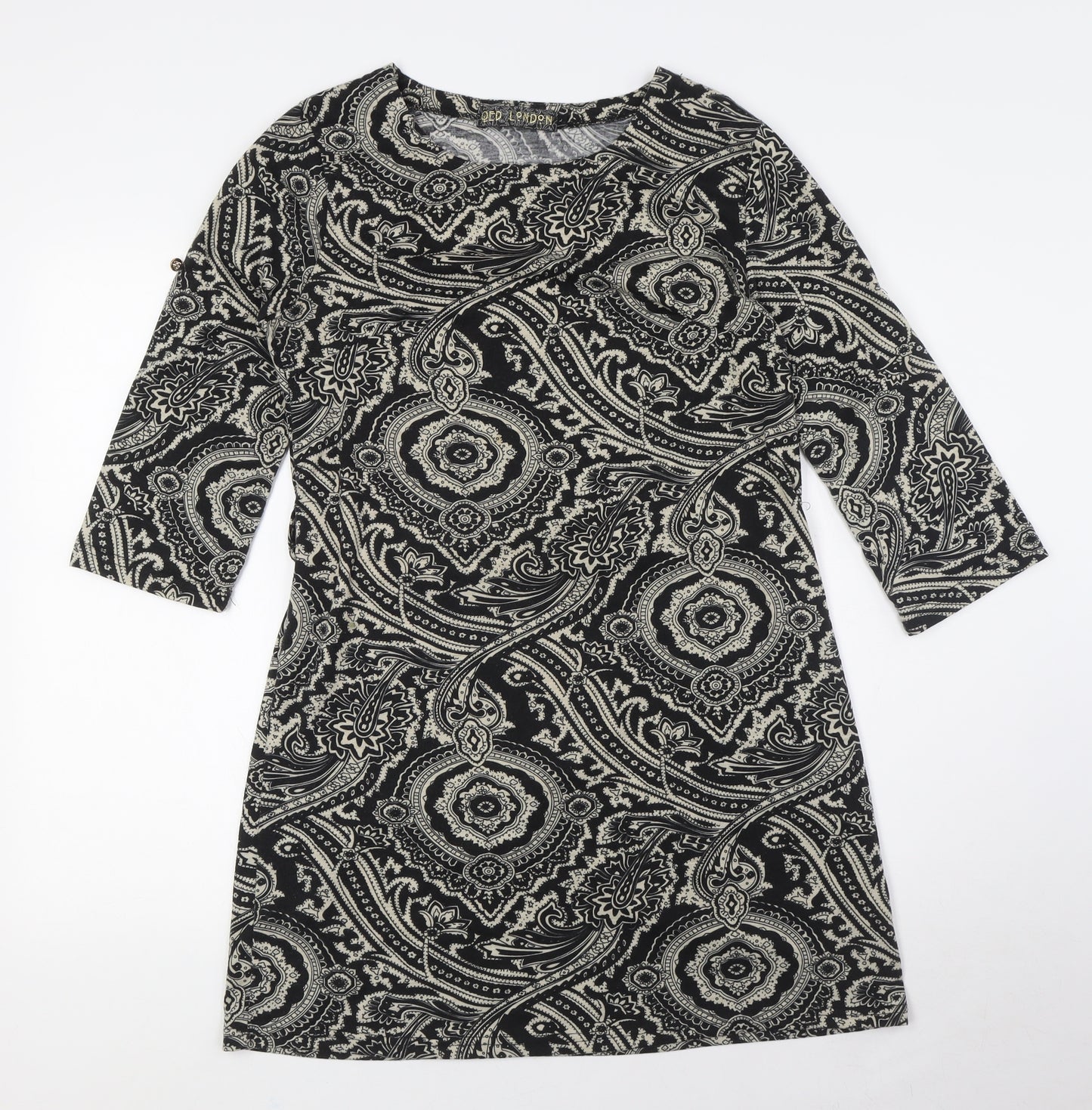QED London Womens Black Cotton A-Line Size L Round Neck