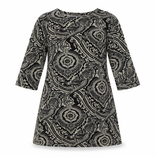 QED London Womens Black Cotton A-Line Size L Round Neck