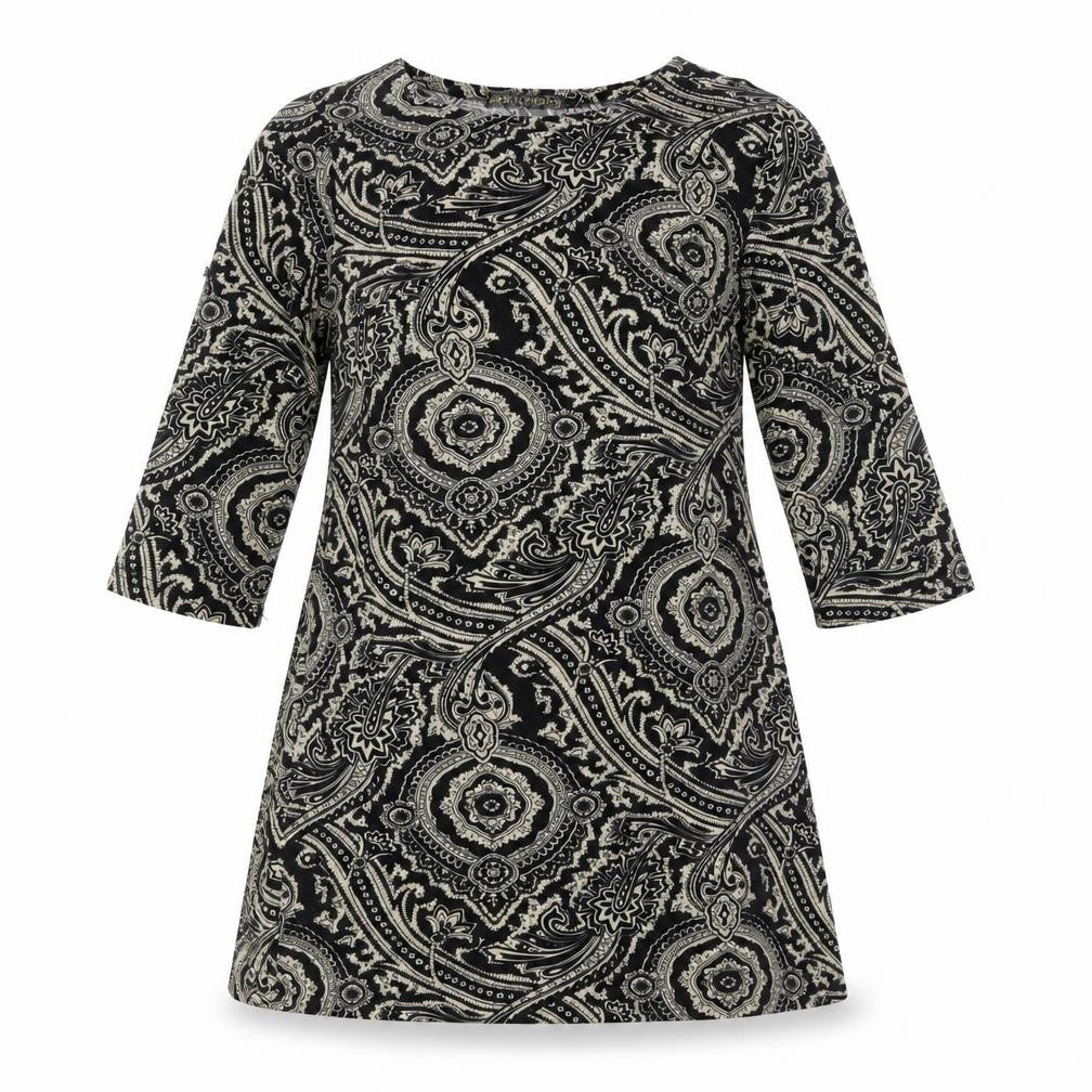 QED London Womens Black Cotton A-Line Size L Round Neck