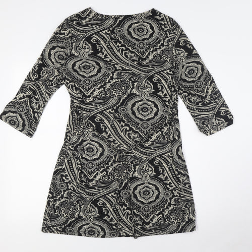 QED London Womens Black Cotton A-Line Size L Round Neck