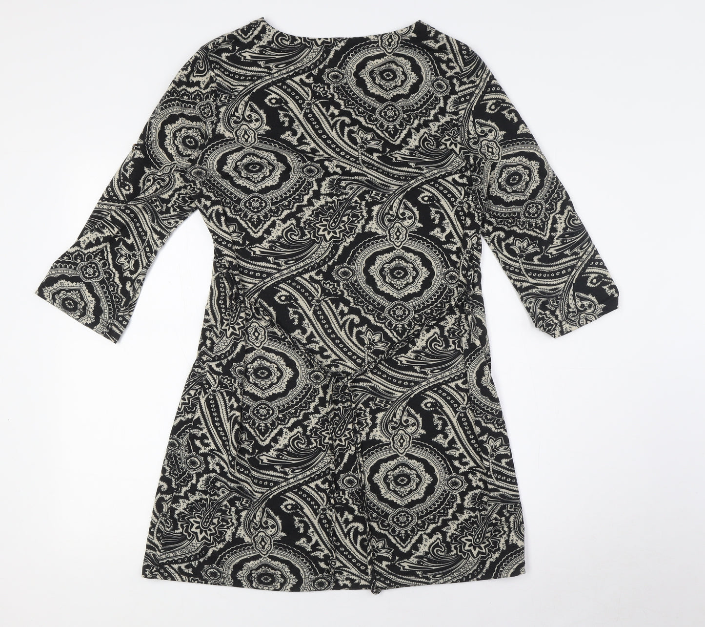 QED London Womens Black Cotton A-Line Size L Round Neck