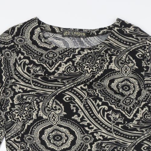 QED London Womens Black Cotton A-Line Size L Round Neck